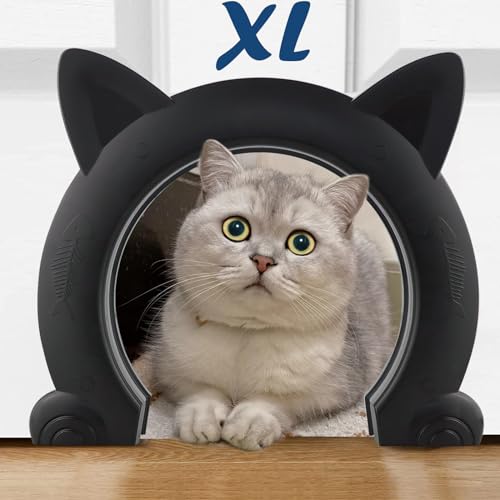 Wordcam XL Große Katzentür Innentür, Indoor Cat Door für den Innenbereich für alle Katzen, Haustiertüren für Katzen, Kätzchen und kleine Hunde (Schwarz) von Wordcam