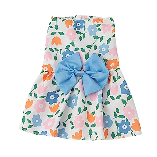 Worparsen Sommer Hund Kleidung Schweißabsorbierende Sommer Katze Kleidung Haustier Floral Kleid Freizeitkleidung Ärmellos Blau XL von Worparsen