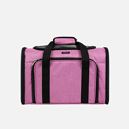 Wouapy Transportbox für Hunde und Katzen, für Reisen, Camping, Abenteuer, groß (45 x 25 cm, rosa). Transporttasche für kleine Haustiere, weich, belüftet, bequem. von Wouapy