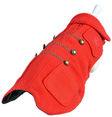 Wouapy Duffle Red Hundemantel in Größe 38, Duffle-Coat, schützt Ihren Hund vor Witterungseinflüssen von Wouapy
