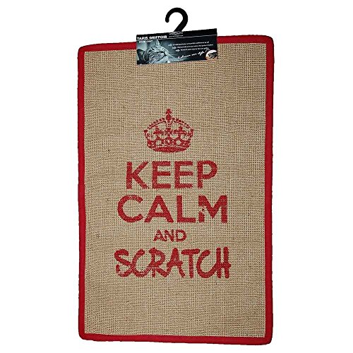 Wouapy Kratzmatte für Katzen – rechteckiger Sisalteppich – Kratzteppich – Design & Trend – Schriftzug „Keep Calm and Scratch“ – praktisch & rutschfest – Rot von Wouapy