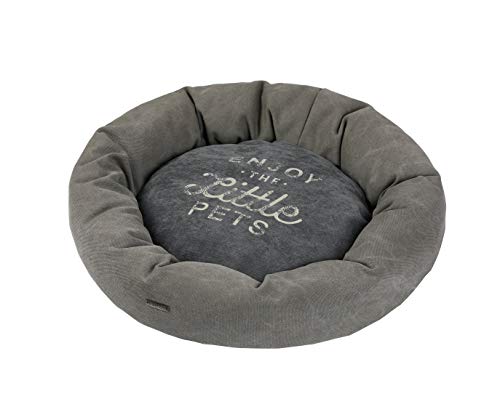 Wouapy - Prestige Babykörbchen Enjoy The Little Pets – Schlafplatz für Katzen – Liegefläche aus Baumwolle und Velours – Design, praktisch und komfortabel – Einheitsgröße – Grau von Wouapy