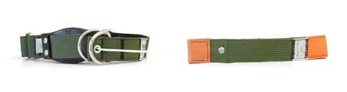 WowWow Professional Hundehalsband mit Leine - khaki - Größe S 33-37 cm, 185g leicht, innovatives Halsband mit integrierter Leine - bekannt aus der Höhle der Löwen von WowWow