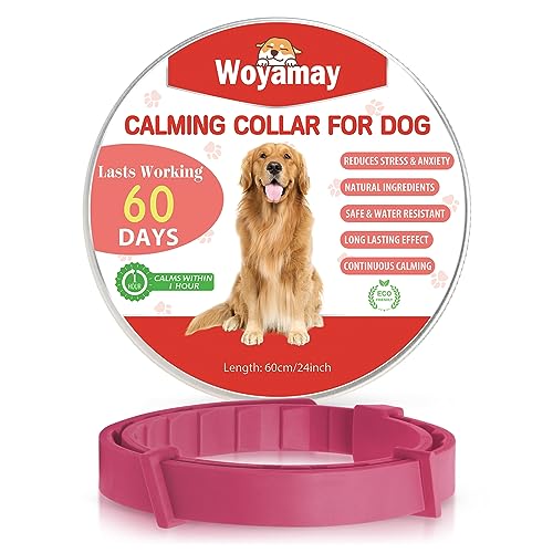 Woyamay Beruhigungshalsband für Hunde | Einstellbare Beruhigungshalsband Hund bei Angst Stress | Natürliches Hundehalsband mit Pheromonen für Hunde Aller Größen | 60Tage Wirkzeit (Rot) von Woyamay