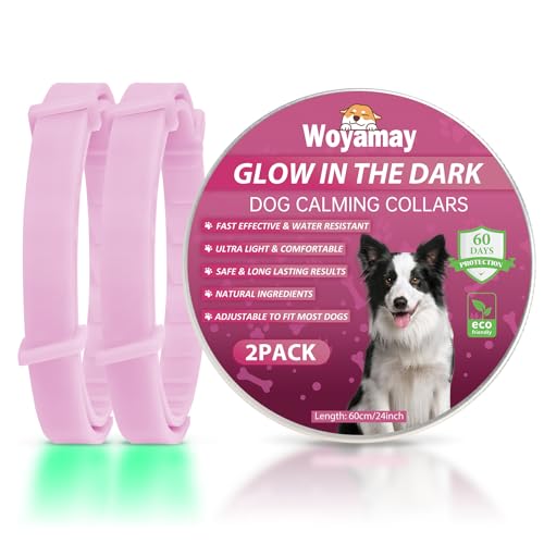 Woyamay Beruhigungshalsband für Hunde | Einstellbare Leuchthalsband Beruhigungshalsband Hund bei Angst Stress | Natürliches Hundehalsband mit Pheromonen für Hunde Aller Größen | 2 Stück (Rosa) von Woyamay