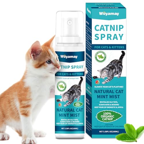 Woyamay Katzenminze-Spray für Katzen, Katzenminze-Spray für Hauskatzen, Katzenminze für Katzen und Kätzchen, natürliche Katzenminze, schmutzfreies Kätzchen-Katzenminze-Nebelspray zum Stressabbau, von Woyamay