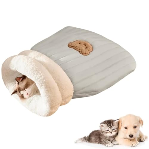 Cat Sleeping Bag, Cat Winter Sleeping Bag, Cat Sleeping Bag for Indoor Cats, Self Warming Cat Bed, Soft Plush Cat Sack, Cat Tunnel, Cat Hideaway, Semienclosed Warm Cat Cave Bed with Cave von Wozad