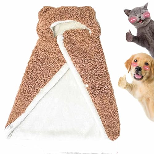 Pet Cape Blanket, Dog Cape Blanket, Dog Robes with Hood, Dog Cape Blanket for Small Dogs, Dog Warm Sleeping Blanket, Dogs Cold Weather Coat Wraps with Hood, Suitable for Cats and Dogs von Wozad