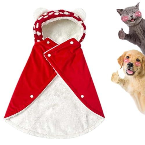 Pet Cape Blanket, Dog Cape Blanket, Dog Robes with Hood, Dog Cape Blanket for Small Dogs, Dog Warm Sleeping Blanket, Dogs Cold Weather Coat Wraps with Hood, Suitable for Cats and Dogs von Wozad