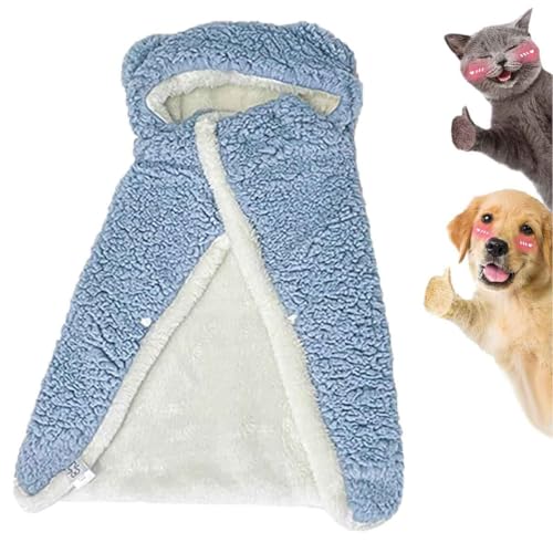 Pet Cape Blanket, Dog Cape Blanket, Dog Robes with Hood, Dog Cape Blanket for Small Dogs, Dog Warm Sleeping Blanket, Dogs Cold Weather Coat Wraps with Hood, Suitable for Cats and Dogs von Wozad