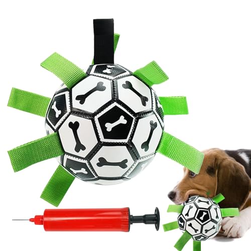 Fußballkugel für Hunde, Fußspielzeug für Fußballhund - Tauziehen des Kriegsfußballs - Interaktives Spielzeug, unzerstörbarer Welpe kauert Vorräte für kleine mittelgroße und große Haustiere von Wpsagek