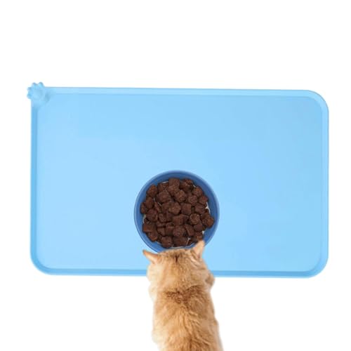 Hundeschalenmatte, Silikonkatze und Hundefuttermatte | Hochlippen Anti-Schlupf-Schüsselmatten-Verschüttungen schützen | 18.9x11.8inches Silikon Nicht -Schlupf -wasserdichtes schwereres und von Wpsagek