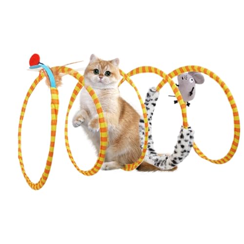 Wpsagek Katzen Tunnel Spielzeug, Haustiere SpielTunnelröhre Interaktives Katzenspielzeug, Spiraltunnelspielzeug Für Katzen, Federtunnel Spielzeug for Indoor Cat von Wpsagek