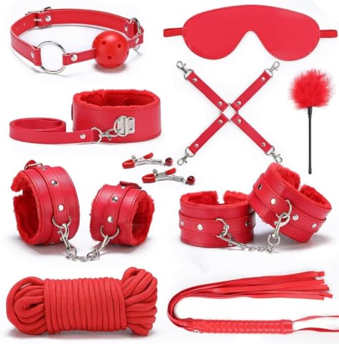 WreGmgg LaSaMee Handgelenk Und Knöchel Yoga Strap Home Gym Workout Leder 10 Set (rot)-H von WreGmgg