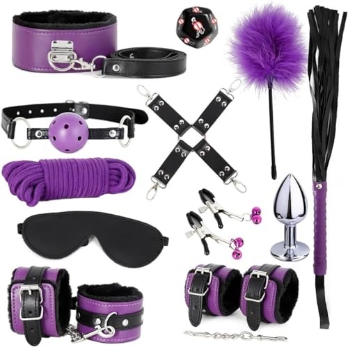 WreGmgg LaSaMee Lila Und Schwarz 12-teilige Paare Bett Yoga Training Set, Super Soft Adjustable-H von WreGmgg