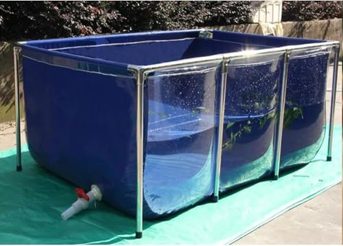 Wrobelax Fischteich, Aquarium-Pool mit transparentem Sichtfeld und Ablaufventil, für Wasserspeicher, Fischzucht, Garnelenzucht, Hydrokulturpflanzen (Größe: 100 x 60 x 35 cm, Farbe: Blau-klar) von Wrobelax