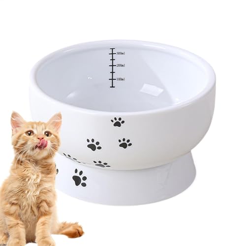 Elevated Ceramic Cat Bowls, Anti-Slip Pet Feeding Dish, Modern Elevated Food and Water Bowls, Dishwasher Safe, Microwave Secure, for Cats and Dogs, 2-Pack, White, Uplifted Design von Wrohto