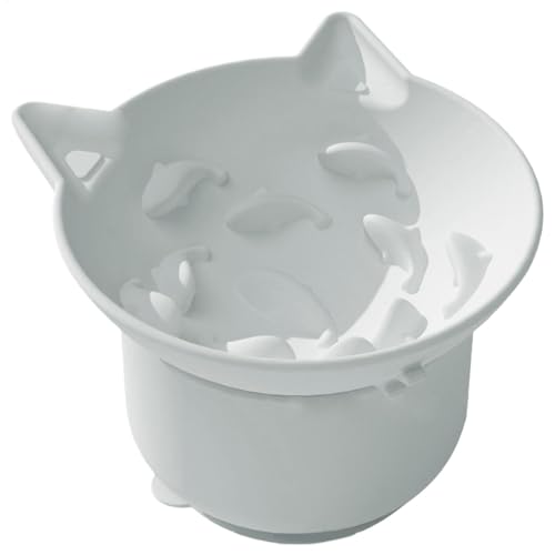 Erhöhter Futternapf für Katzen, geneigter erhöhter Futternapf, verstellbarer Winkel, rutschfester Saugnapf, ergonomisches Design, für Katzen, Kätzchen, kleine Hunde, Futter- und Wassernapf für fette von Wrohto