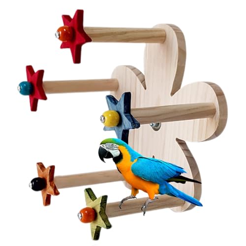 Parrot Ferris Wheel | Rotating Perch Toy for Birds | 5 Perches for Fun and Play | Wooden Bird Stand Cage Accessories | Parrot Activity Toy with Multiple Perches for Parrots and Small Birds von Wrohto