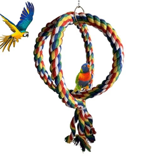 Parrot Swing | Parrot Climbing Perch Small Bird Toys | Colorful Rainbow Swing for Parakeets | Cockatiel Bird Cage Accessories | Fun Climbing Toys for Budgies, Parrots, and Small Birds von Wrohto