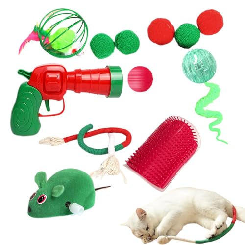 Wrohto Christmas Cat Toys, Wind-Up Mice Cat Toys, Teeth Cleaning Cat Toys, Interactive Cat Toy Ball, Fuzzy Balls Cat Toys, Cat Toys For Indoor Cats, Active Cat Exercise Toys, Multifunctional Cat Toys, von Wrohto