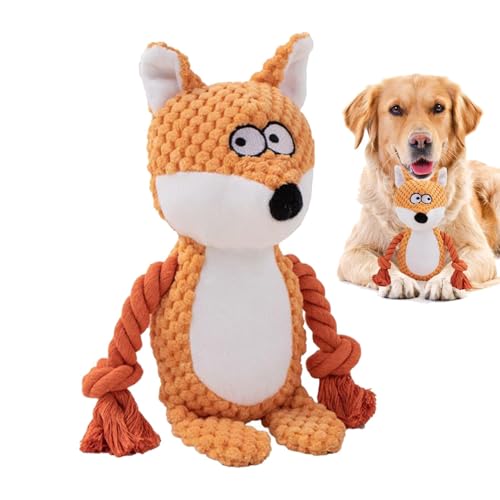 Wrohto Dog Squeaky Toy, Cartoon Rope Doll Puppy, Creative Pet Chewing Interactive Doll, Fox, Elephant, Frog Squeaky Toys for Chewer, Interactive Engagement 24cm/9.45 inches von Wrohto