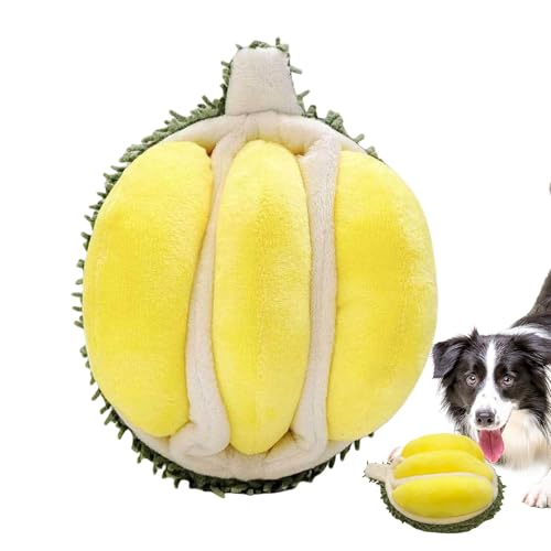 Wrohto Dog Toys with Squeaker, Durian Sounding Toy for Dogs, Squeaker Plush Toy for Aggressive Chewers, Interactive Stuffed Puppy Squeak, Durable & Safe, 6 X 4 Inches, Yellow, 1 Pack von Wrohto