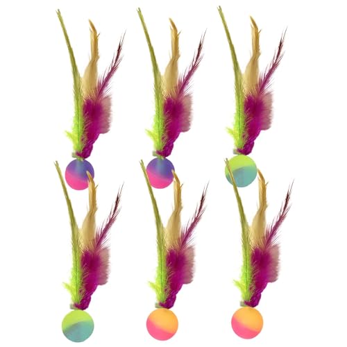 Wrohto Elastic Cat Balls, Interactive Bouncy Rolling Toys, Feather Cat Playthings for Exercise, Fun Indoor Activity, Engaging Toys for Kittens, Boredom Relief for Pets, 0.98x3.54 inches von Wrohto