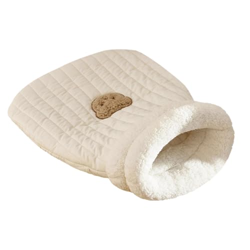 Wrohto - Gemütliches Katzenbett, waschbares Katzenbett, kleines Hundebett, Leinenstoff, Katzenschlafsack, niedliches Bärenmuster, weiches Haustierbett, leicht zugängliches Design, bequeme von Wrohto