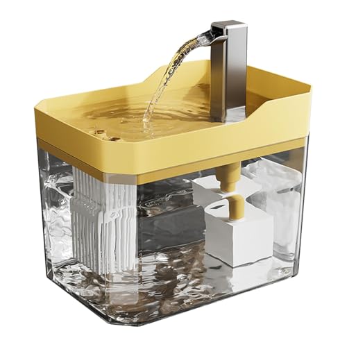 Wrohto Non Slip Cat Water Fountain, Soundless Drinking Fountains for Cats, Shatterproof Cat Drinking Fountain, Lightweight Pet Drinking Fountain 6.5x4.53x4.72 for Indoor, (White/Yellow on Lid) von Wrohto