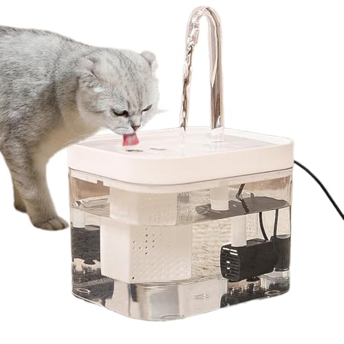 Wrohto Pet Water Dispenser, Drinking Fountain, Water Bowl for Pets, Transparent Drinking Fountain Large Capacity, Silent Recirculating Water Pet, Pc, 380g 6.5x4.72x5.12 Inches for Cats and Dogs von Wrohto