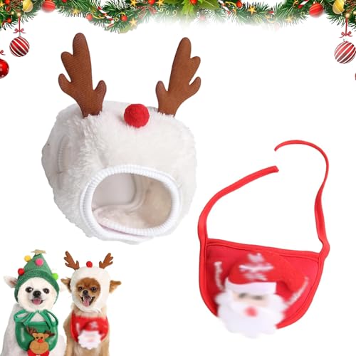 Wryhaul Entzückende Weihnachtsbaum Pom-Pom Hut für Hunde, Weihnachtsbaum Hut für Hunde, Celerypets Hund Weihnachtsmütze, lustige weiche Haustier Hut für Hunde Weihnachtsfeier (M (8.8-16.5 Lbs),Weiß) von Wryhaul