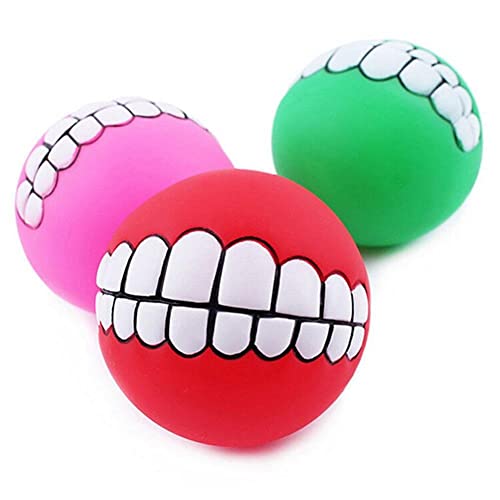 Wudaizhi 2pcs Zähnekugel Für Hunde Kreativer Zahn Muster Ball Multi -verwendung Kauen Sound Smile Ball Für Haustier Squeaky Sound Spielen Spielzeug Zufällige Farbe von Wudaizhi