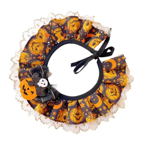 Halloween-Katzenhalsband, Kostüm, Kürbis-Lätzchen, Halloween-Zubehör, Hunde-Halloween-Halsband (XL) von Wulachaka