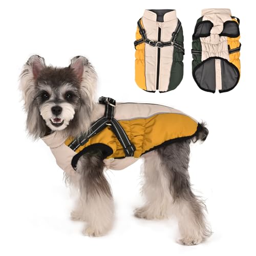 Wunive Hundemantel mit Geschirr, wasserdichte Hundejacke, Hundemantel, Wintermantel, kleine Hundemantel, wasserdichte Hundegeschirrjacke, Hundemäntel für kleine, mittelgroße und große Hunde von Wunive