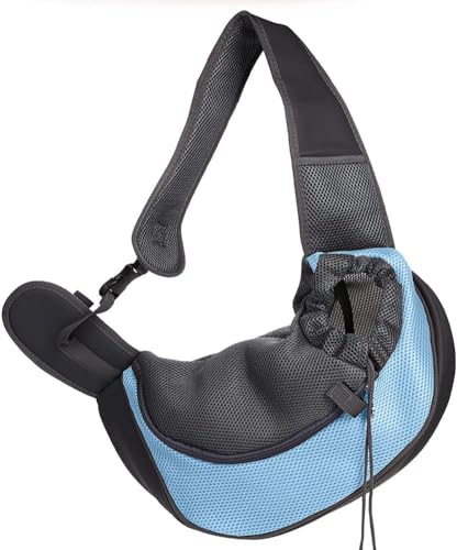 Tragetücher für kleine Hunde, tragbare Kuriertasche, atmungsaktive Netz-Tragetasche für Katzen und Hunde für Reisen (Himmelblau, klein) von Wusdayer