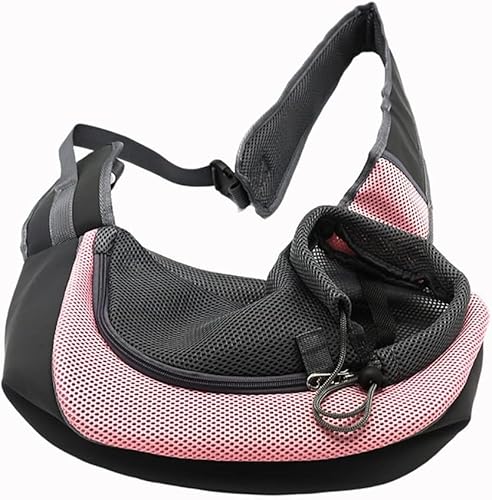 Tragetücher für kleine Hunde, tragbare Kuriertasche, atmungsaktive Netz-Tragetasche für Katzen und Hunde für Reisen (Rosa, groß) von Wusdayer