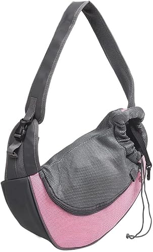 Tragetücher für kleine Hunde, tragbare Kuriertasche, atmungsaktive Netz-Tragetasche für Katzen und Hunde für Reisen (Rosa, klein) von Wusdayer