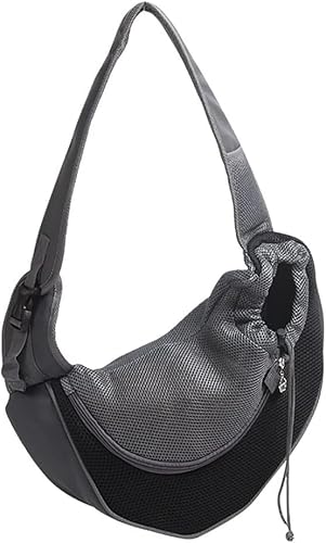 Tragetücher für kleine Hunde, tragbare Kuriertasche, atmungsaktive Netz-Tragetasche für Katzen und Hunde für Reisen (Schwarz, klein) von Wusdayer