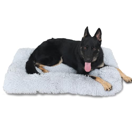 106,7 cm großes Hundebett, perfekt für große Hunde bis zu 36,3 kg, orthopädisches Hundebett für die Box unterstützt die Gelenkgesundheit und lindert Arthritis-Schmerzen, waschbar, graues von Wuslkdoghqog