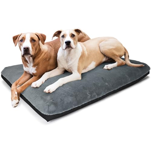 XL-Hundebetten für extra große Hunde, waschbar mit abnehmbarem Bezug für 2 Hunde, weicher orthopädischer Schaumstoff, 121,9 cm, Hundekäfigbett für riesige Rassen, Haustiere, mit rutschfester von Wuslkdoghqog