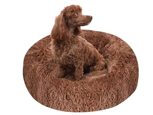 Wuudi Haustier Katzenbett Hundebett Katzenhöhle Katzenhaus Plüsch Donut Katzensofa Hundesofa, waschbar, rutschfest Geeignet für Katzen und Hunde 50cm (braun) von Wuudi