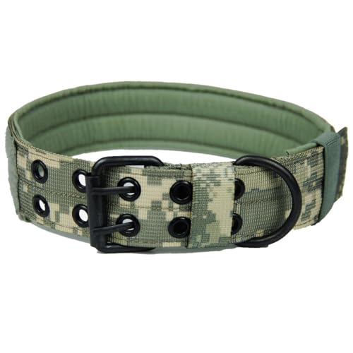 Hundehalsband, Militär, verstellbar, weiches Nylon, Trainingshalsband mit Aufnäher, robuste Metallschnalle, Halsbänder für mittelgroße und große Hunde (Hellgrün, L) von Wuyangcun