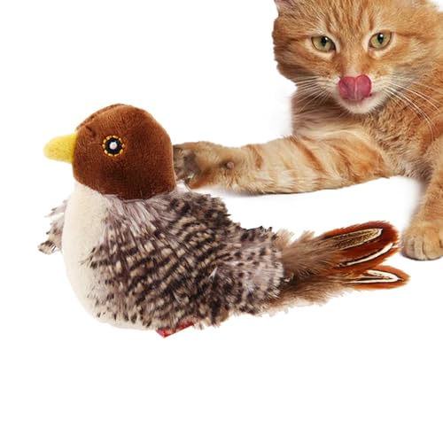 Wuyooprt Simuliertes Zwitschern Vogel Katzenspielzeug, Interaktives Vogel-Katzenspielzeug, Katzenfeder-Spielzeug, Flappender Vogel Katzenspielzeug für Indoor-Katzen, Interaktives Katzenspielzeug, von Wuyooprt