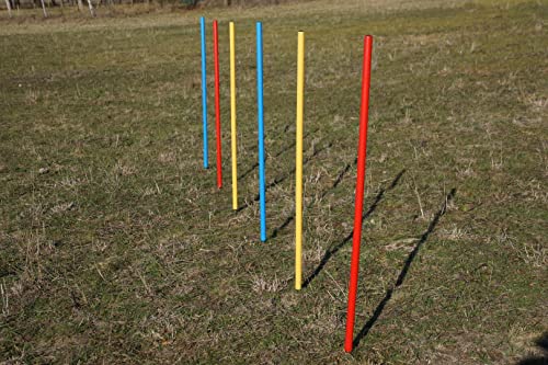 Wuzzmann Agility-ÜBUNGS-Slalom-Set, Flexible runde Stangen BLAU/ROT/GELB (6) von Wuzzmann