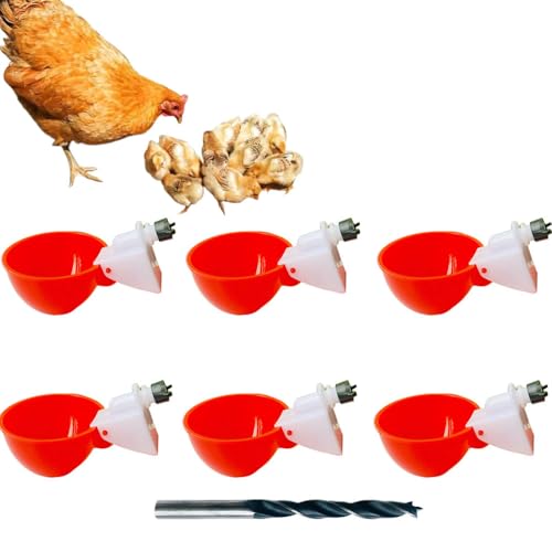 6 Packungen große automatische Hühnertränkerbecher Huhn Wasserbecher für PVC mit Tee Automatisches Hühnerbewässerungsset für Geflügel Küken Ente Gans Vogel Truthahn und Häschen mit von Wvkzuc