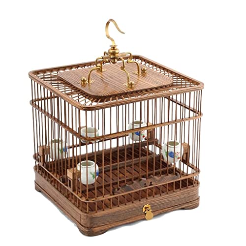 Vogelkäfig Hölzerne Vogelkäfige Vintage Quadratischer Vogelkäfig Einfache Vogelträger Tragbarer Vogelhausträger Home Outdoor Vogelhaus Tragbar von WxuuLTGJR