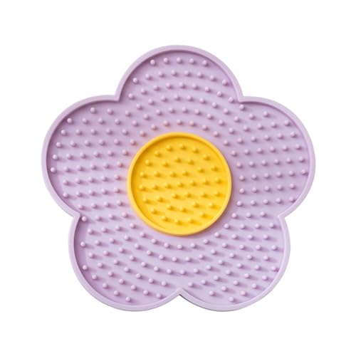 Wyttuubv Leckmatte für Haustiere, Leckmatte für Katzen | Leckpad mit Saugnäpfen - Leckmatte verbessert das Butter-Leckpad-Erlebnis, interaktives Haustierspielzeug, Blumen-Silikonpad zum Stressabbau von Wyttuubv