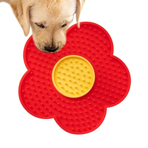 Wyttuubv Leckmatte für Hunde, Leckmatte für kleine Hunde, Leckpad mit Saugnäpfen, Leckmatte verbessert das Butter-Leckpad-Erlebnis, interaktives Haustierspielzeug, Blumen-Silikonpad zum Stressabbau von Wyttuubv