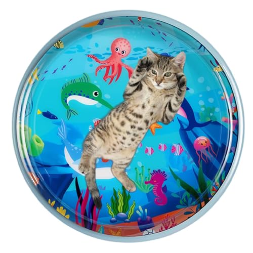Wyttuubv Sensorische Wasserspielmatte für Katzen,Wassersensorische Matte für Katzen,Interaktive wassersensorische Spielmatte | Katzenspielzeug für gelangweilte Hauskatzen, Wassersensormatte mit Fisch von Wyttuubv